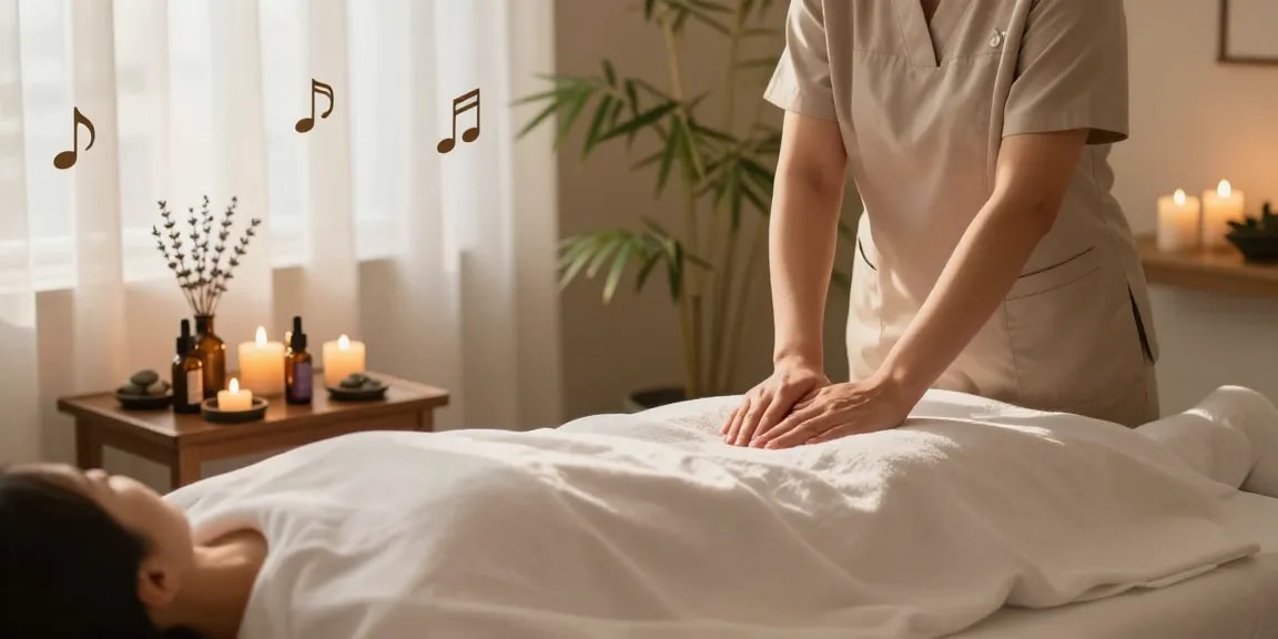 Relaxation space for 파주출장안마 with cozy massage table, soothing oils, and tranquil atmosphere.
