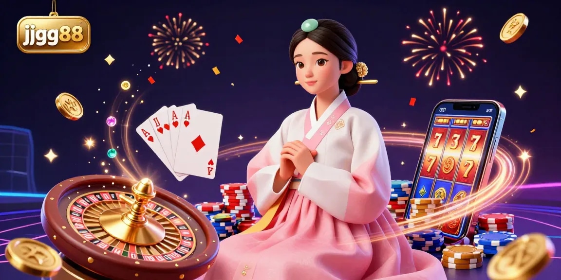 Experience the excitement of gambling with jjgg88 featuring Asian elegance, golden coins, and vibrant casino elements.