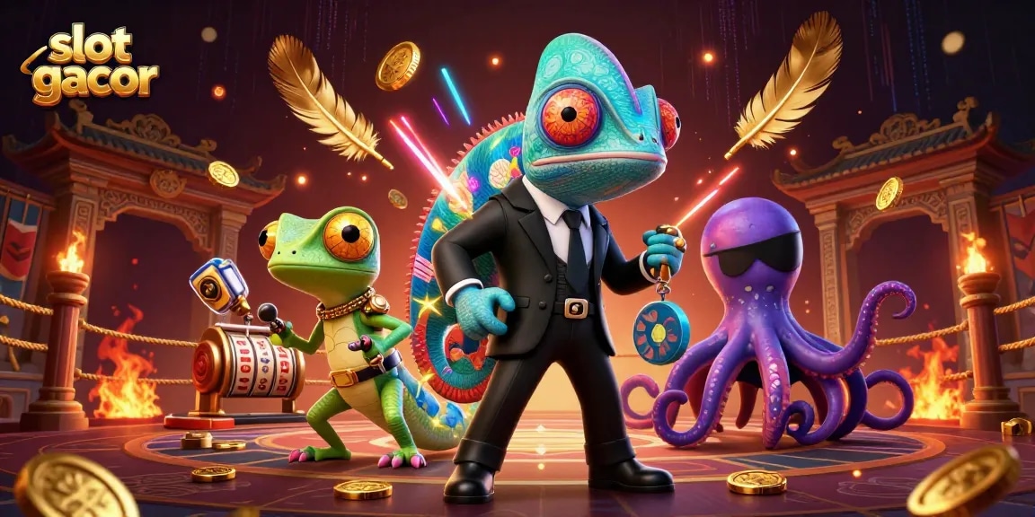 Experience the excitement of slot gacor with our vibrant 3D casino illustration featuring thrilling characters and elements.