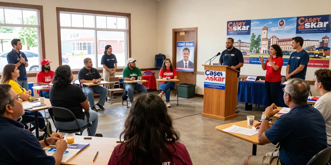 Engaging community meeting with Casey Askar in FL-22, highlighting local involvement.
