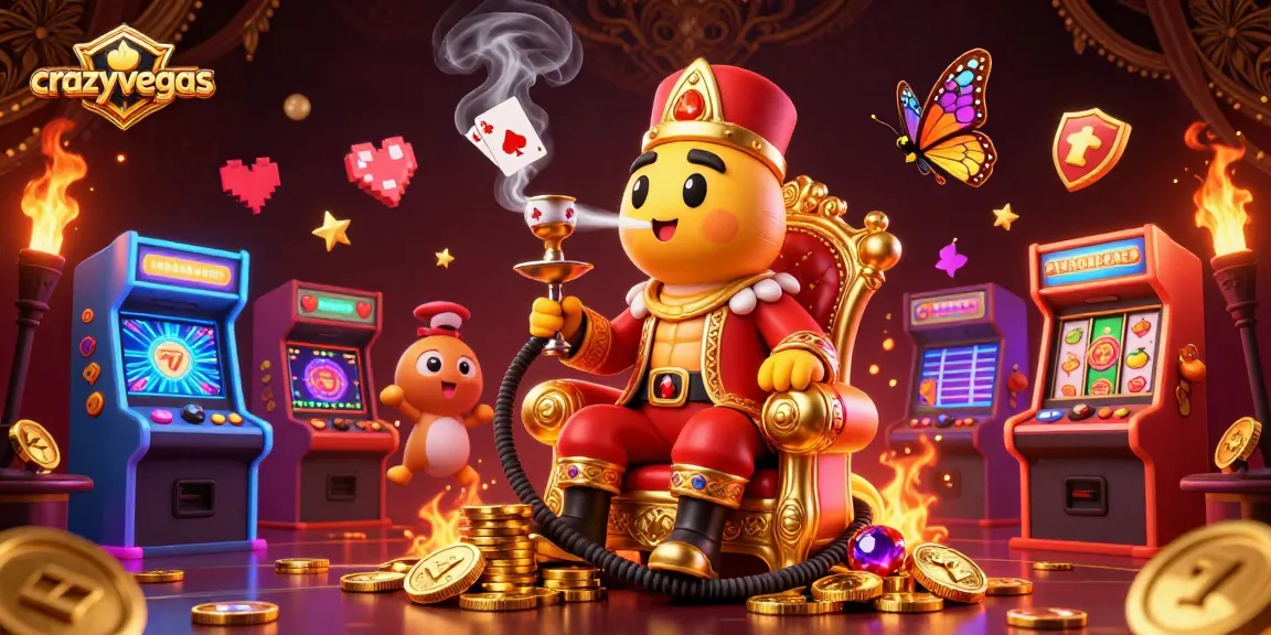 Caterpillar master at crazyvegas blowing smoke poker hands amidst vibrant casino elements.
