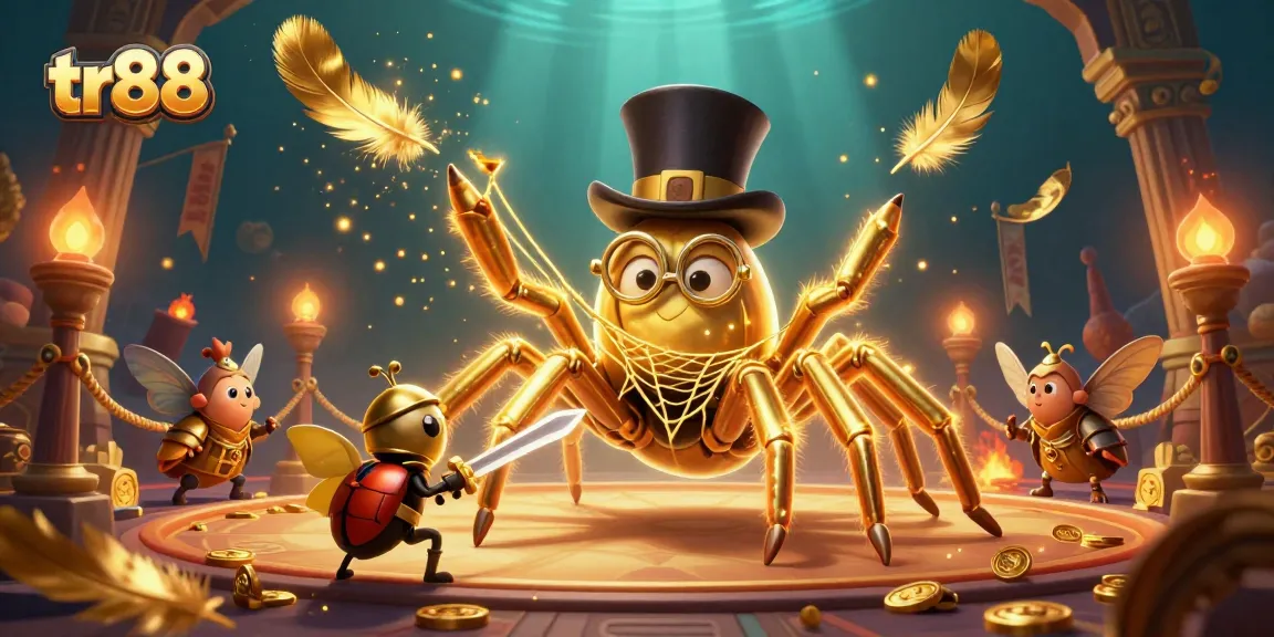 Experience tr88's thrilling online gaming world with a whimsical 3D casino adventure illustration.