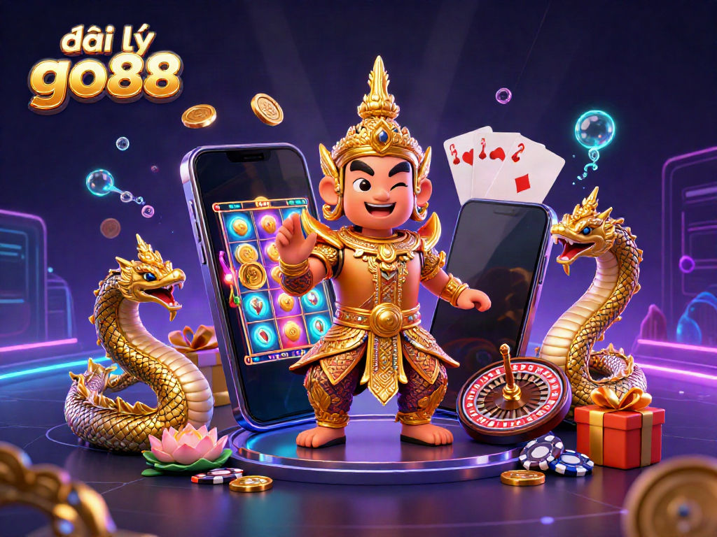 Engaging scene with the đại lý go88 brand showcasing lively gaming elements and character interactions, perfect for casino promotions.