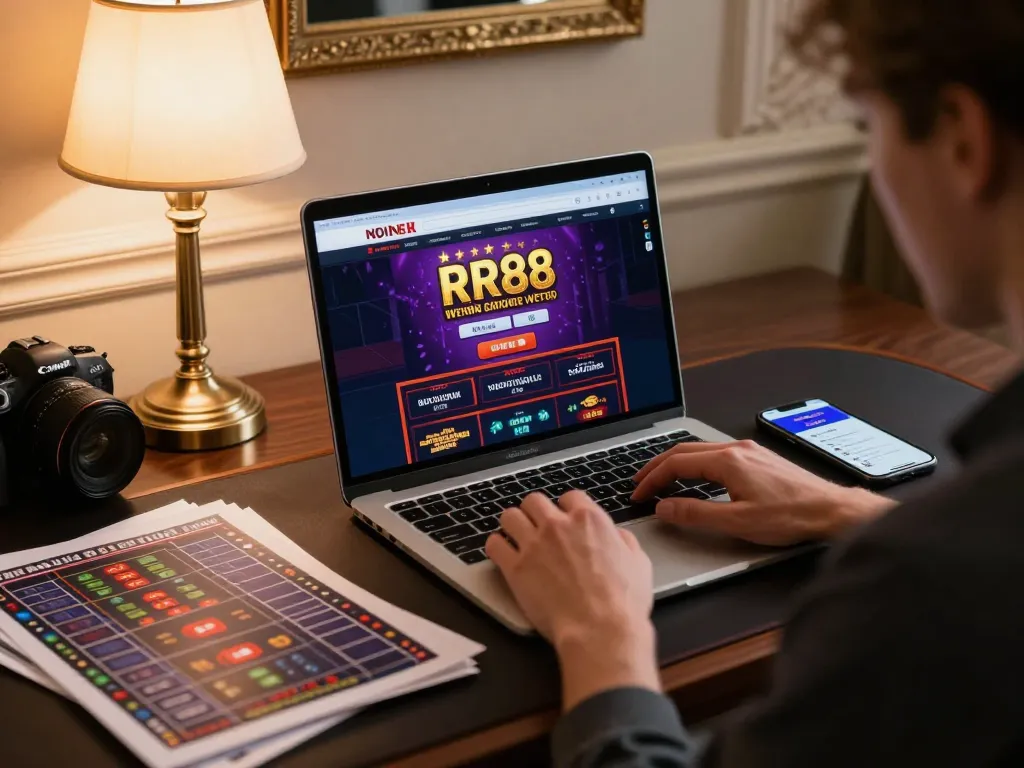 Engaged player exploring betting options on the RR88 online casino platform.