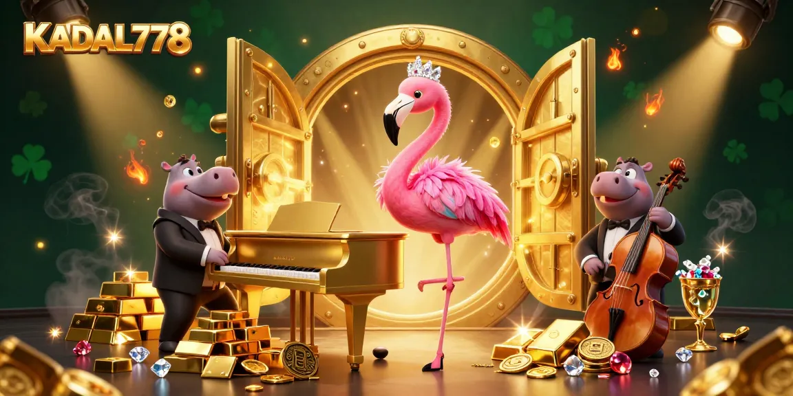 Join KADAL778 for thrilling casino gaming with vibrant characters and a rich treasure-filled backdrop.
