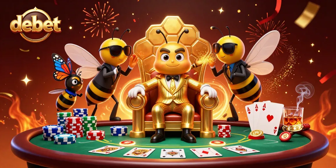 Betting excitement captured in a vibrant debet casino scene with bumblebee mob boss and poker elements.