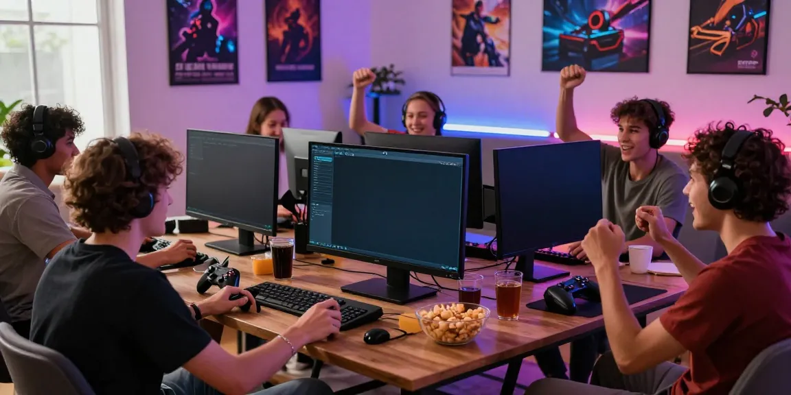 Friends enjoying an exciting gaming session at home while interacting with KU88.