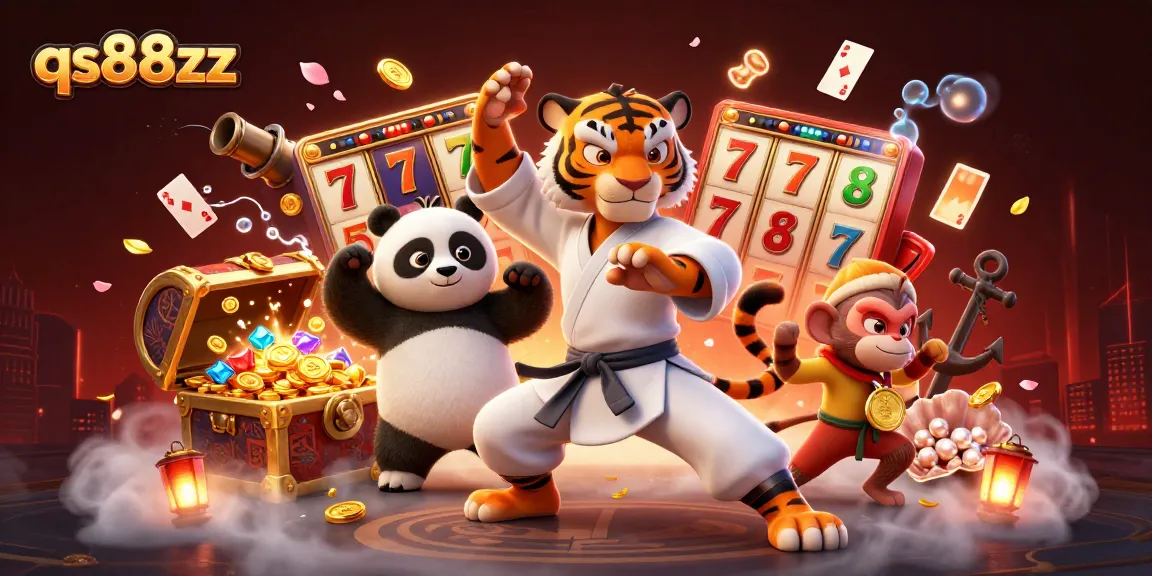 Experience winning moments with qs88zz at this vibrant casino illustration featuring dynamic characters.