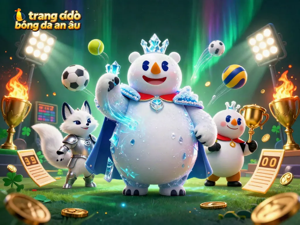 trang cá độ bóng đá châu âu trong một bối cảnh vui tươi với các quả bóng thể thao bay xung quanh