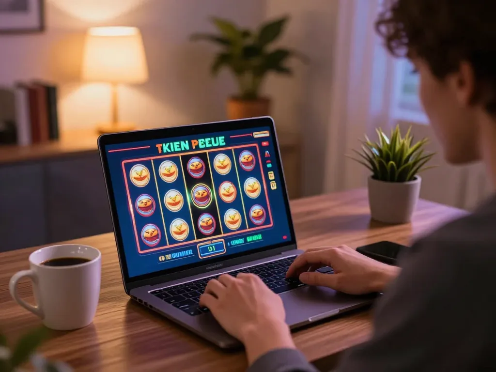 Engaged in gameplay on Agen Slot online, a player enjoys an interactive online casino experience.