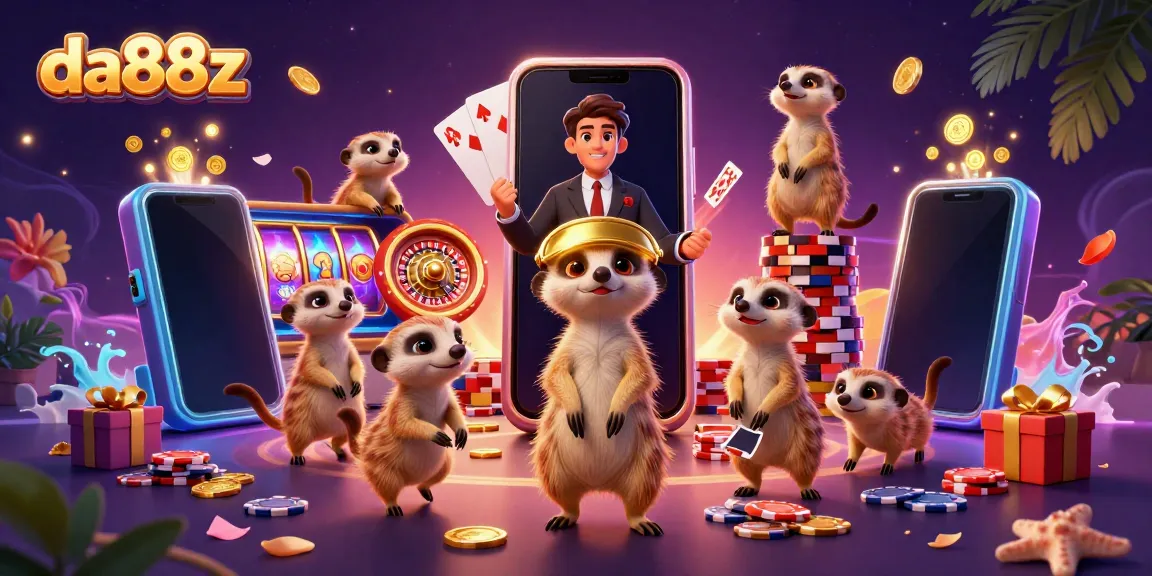 Engage in thrilling gameplay at da88z with meerkats in a vibrant casino scene.
