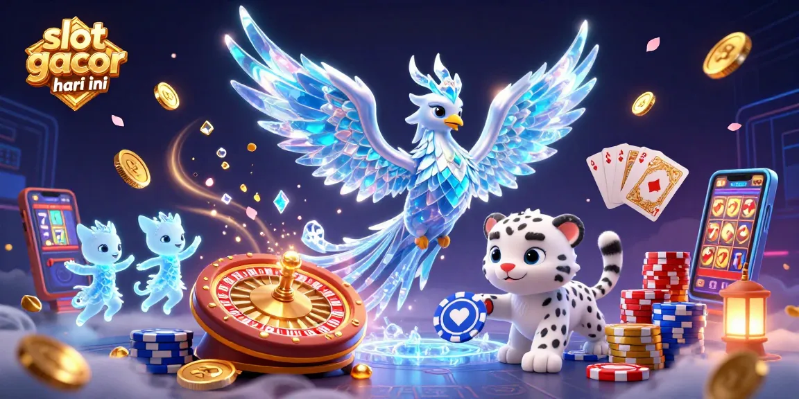 Engage with slot gacor hari ini through a vibrant 3D scene showcasing a mystical phoenix and playful characters.