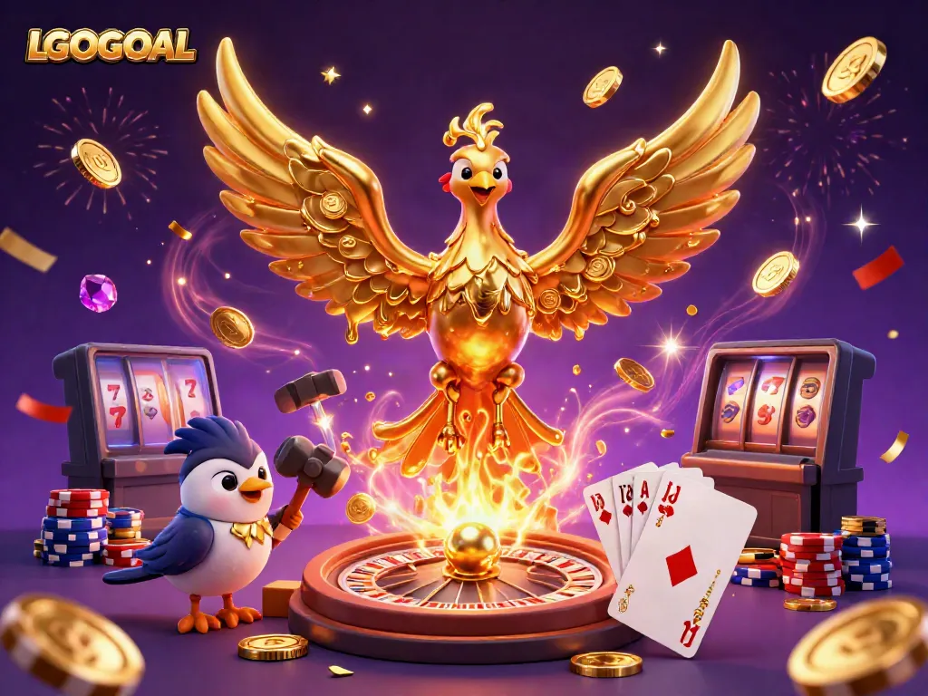 Engage in the thrilling world of LGOGOAL as molten gold transforms into coins, showcasing exciting gambling elements.