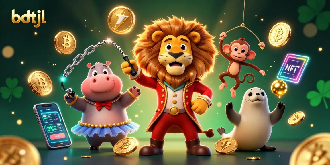 Join the excitement at bdtjl with a vibrant 3D circus-themed casino illustration showcasing rich gambling elements.