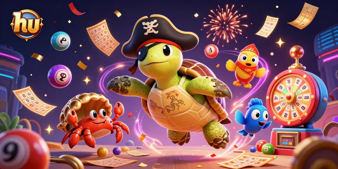 Play exciting games with hu in this dynamic casino-themed illustration featuring vibrant characters.