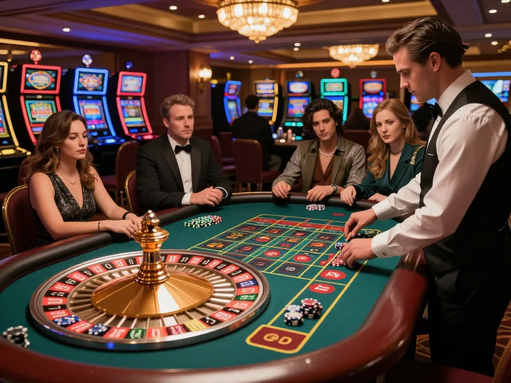 Players placing bets at a roulette table in a luxurious casino environment, showcasing the excitement of 58wiin.