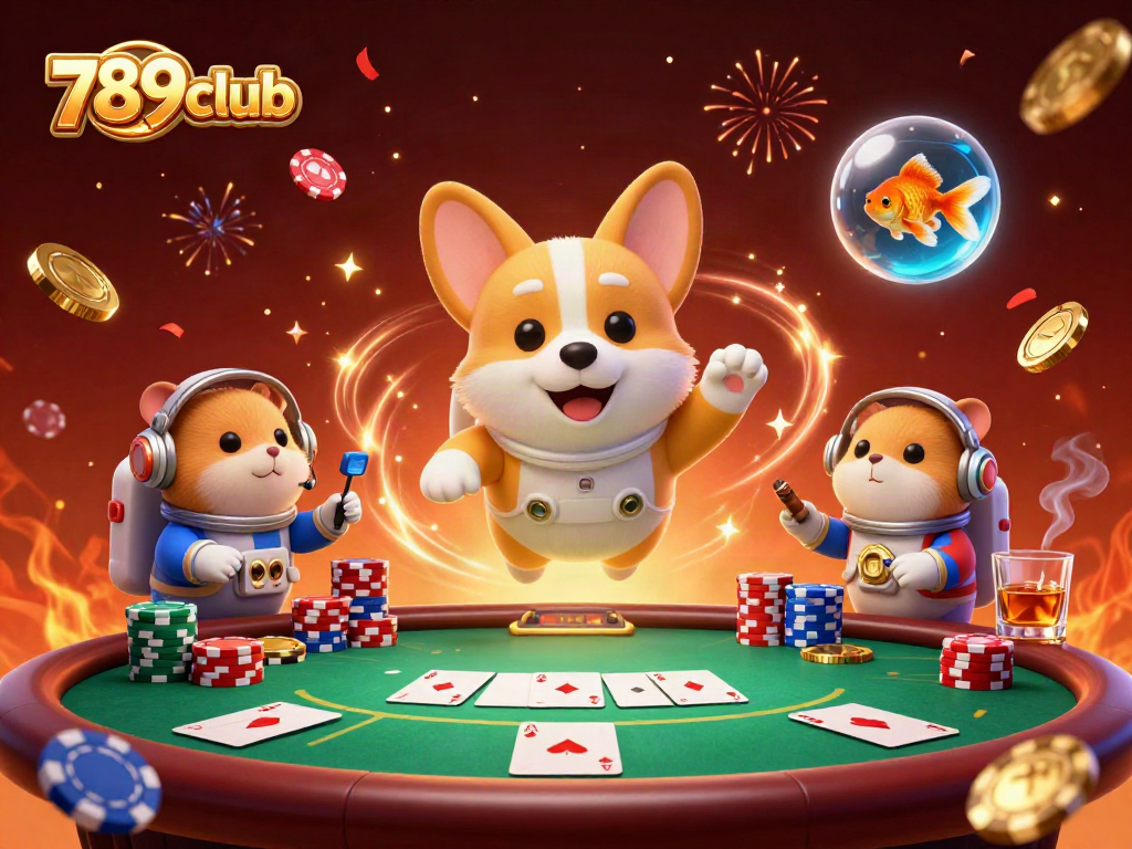 Experience the thrill of 789club with fun characters in a dynamic casino scene
