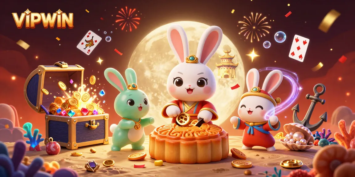 Win big at VIPWIN with this vibrant casino-themed illustration featuring playful characters among gaming elements.
