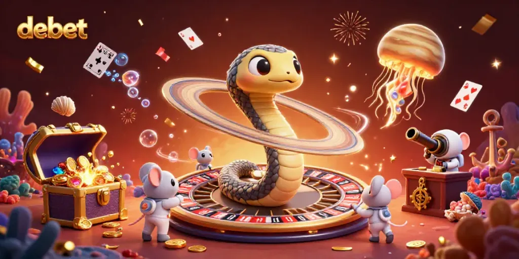 Experience engaging gameplay with Debet's interactive casino universe featuring the cosmic roulette of fortune.