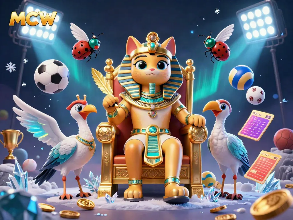 Engage with MCW's pharaoh-themed casino visual, showcasing dynamic sports betting elements.