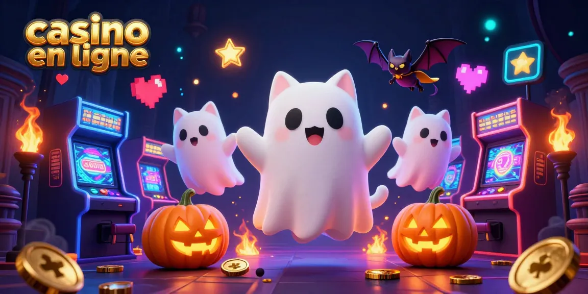 Jouez à casino en ligne avec un chat fantôme et une chauve-souris dans un casino hanté.