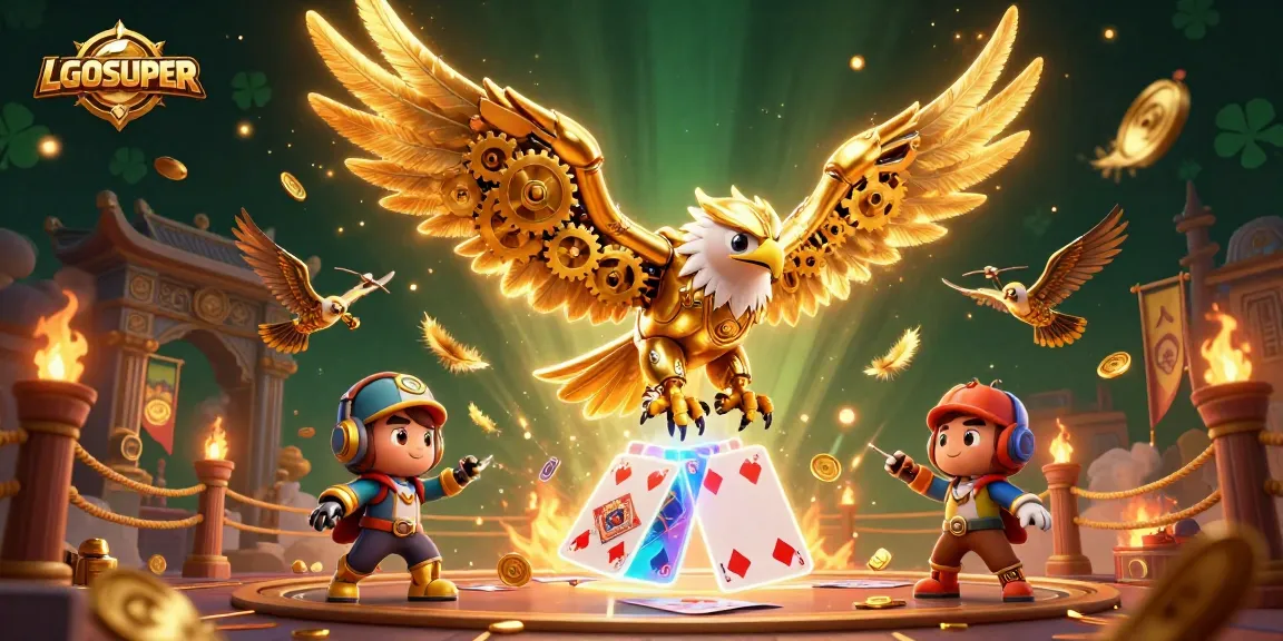 Engage with LGOSUPER and witness the thrilling dive of a golden eagle amidst holographic casino excitement.