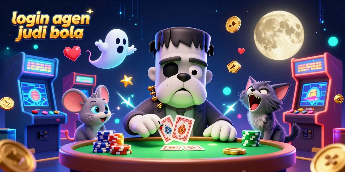 Engage with login agen judi bola featuring a monster dealer, ghost mouse, and vibrant gaming atmosphere.