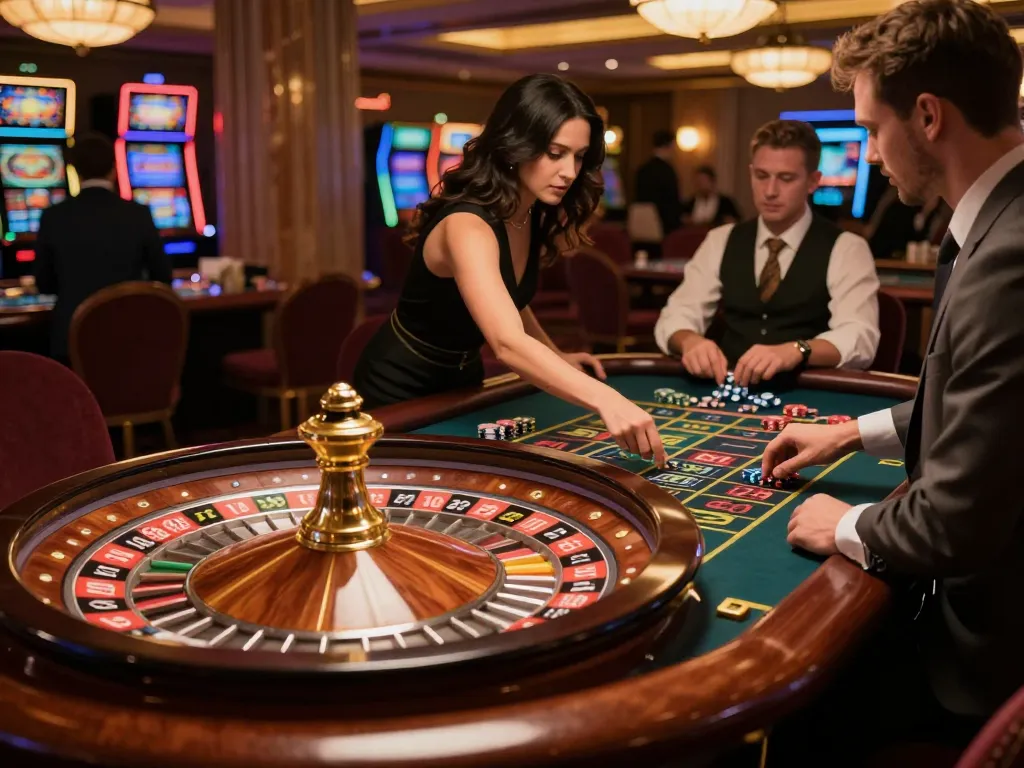 UG DEWA players placing bets at the roulette table, showcasing exciting casino moments.