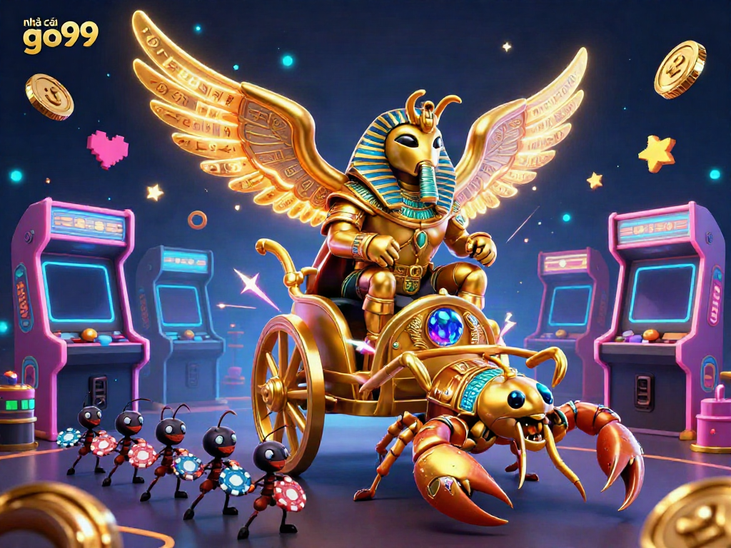 Engage in thrilling gameplay at nhà cái go99 with a vibrant casino-inspired scene illustrating colorful characters and gaming elements.