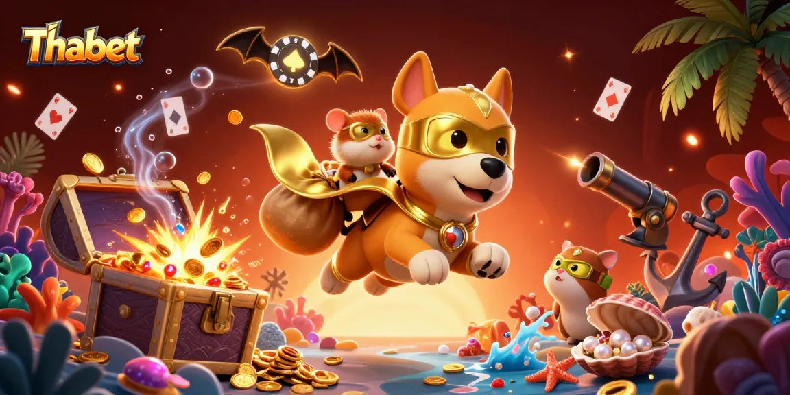 Thabet showcases thrilling gaming adventures with a superhero dog, coins, and poker chips.