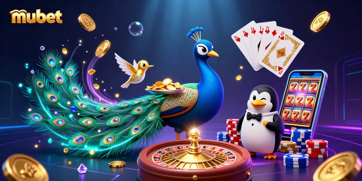 Experience the excitement of mubet in this vibrant casino illustration with dazzling game elements.