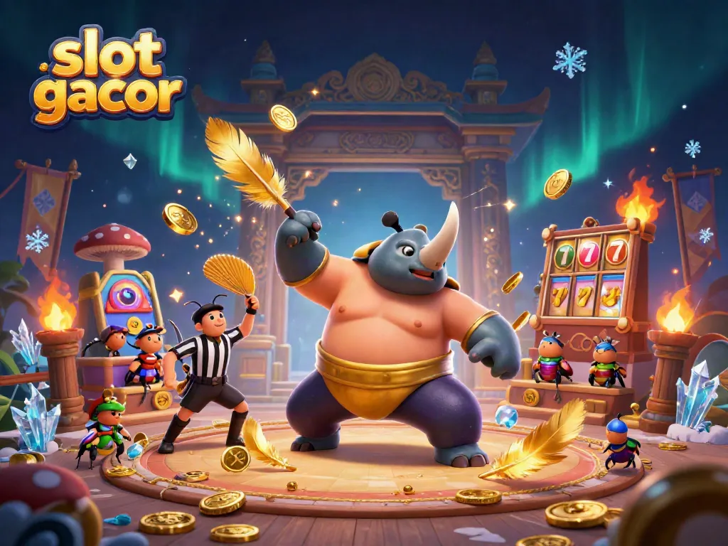 Experience the excitement of slot gacor with our vibrant casino illustration showcasing a dynamic beetle sumo match.
