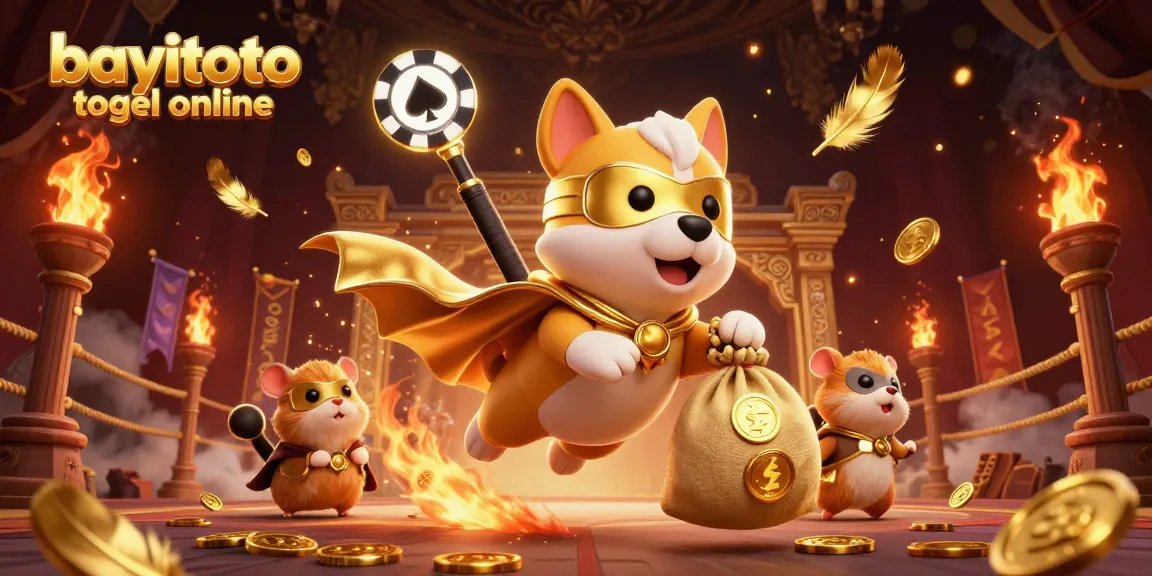 Experience the thrill of bayitoto togel online with a superhero dog and his sidekick in a vibrant 3D illustration.
