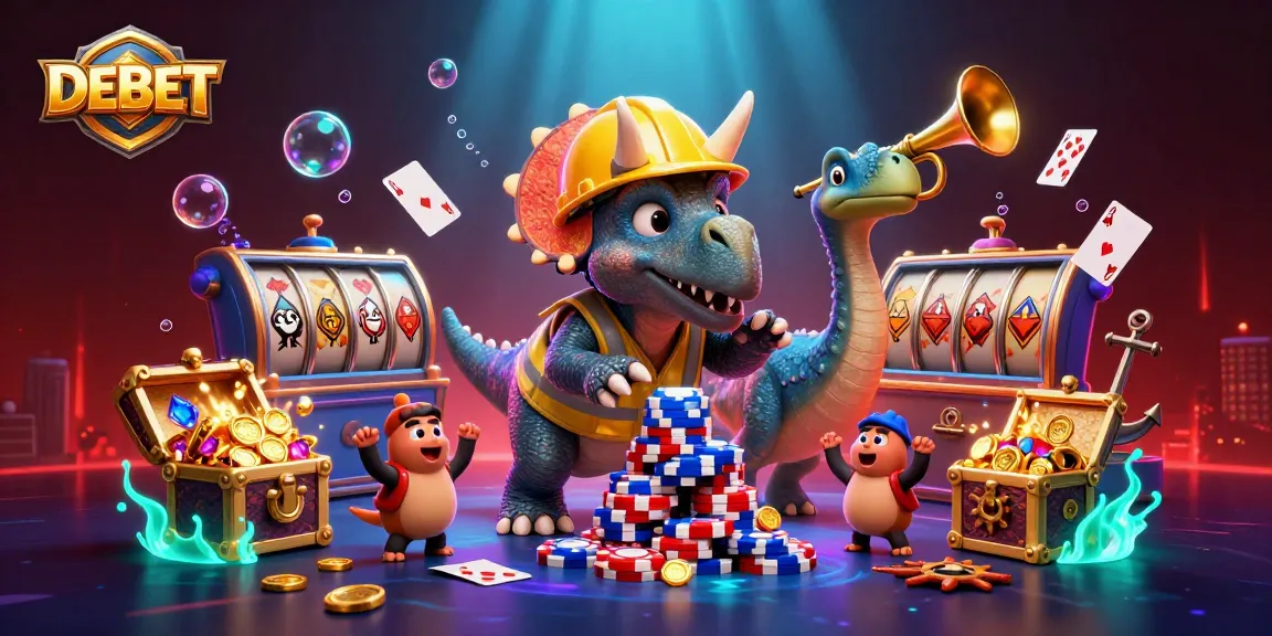 DEBET empowers players through a dynamic celebration of casino energy with vibrant illustrations.