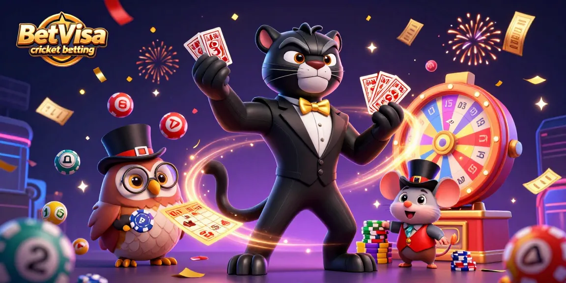 Engage in BetVisa cricket betting with vibrant casino elements in a lively scene.