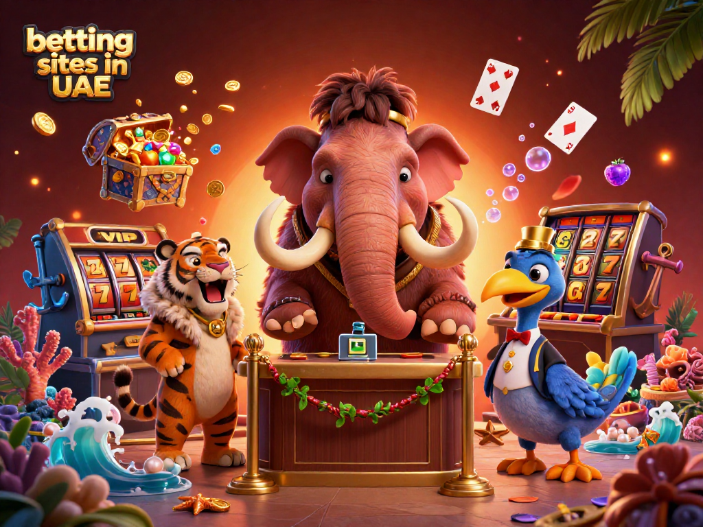 Experience secure betting sites in UAE with vibrant characters and rich casino elements.