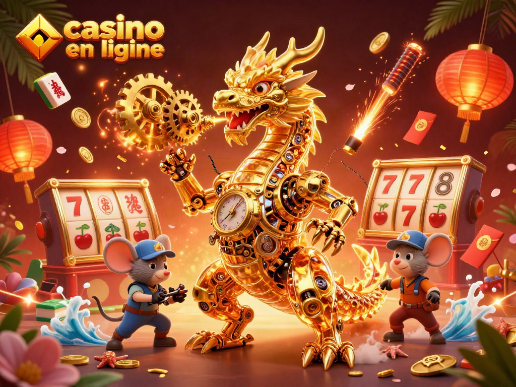 Jouez au casino en ligne avec de riches machines à sous et un dragon mécanique fantastique.