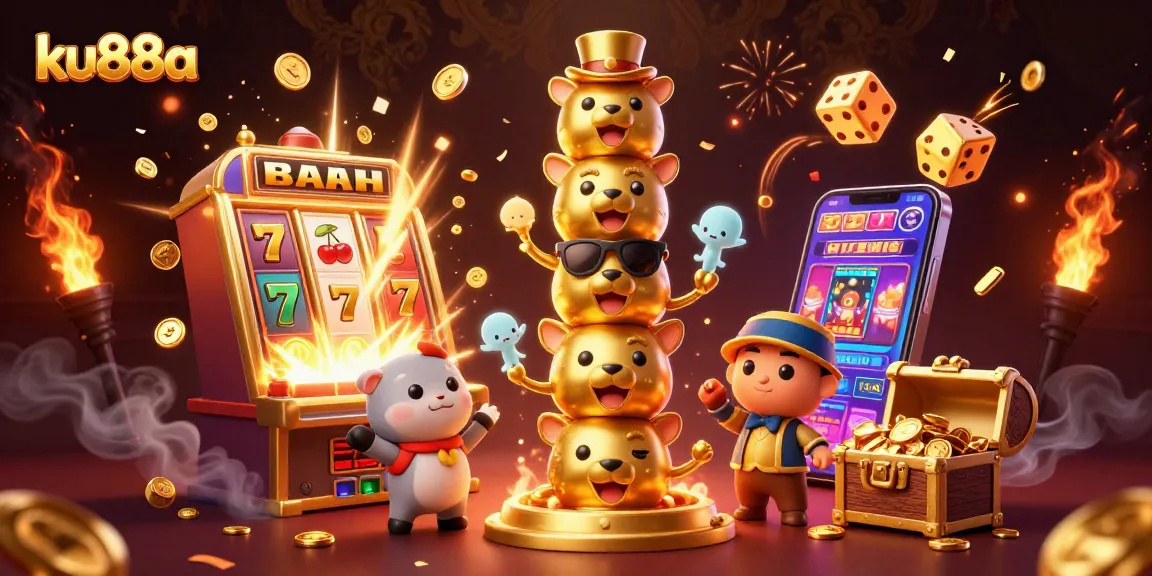 ku88a sparks excitement with golden jackpot symbols and lively casino elements.