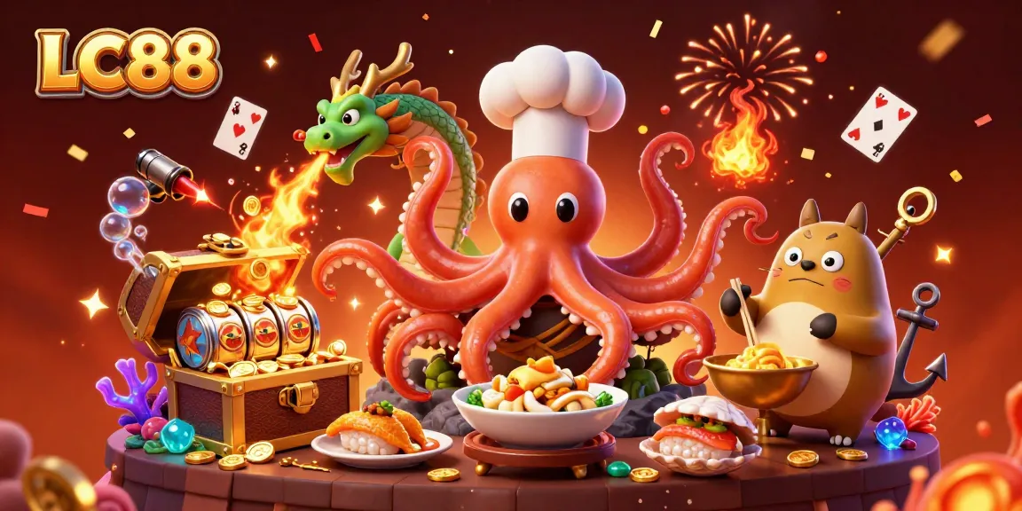 Engage with LC88's vibrant casino magic featuring colorful characters and immersive gaming elements.