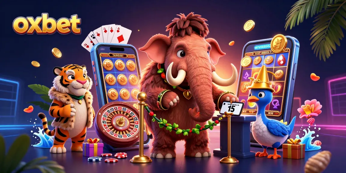 Experience top-tier gaming at oxbet with vibrant casino characters in an engaging 3D illustration.