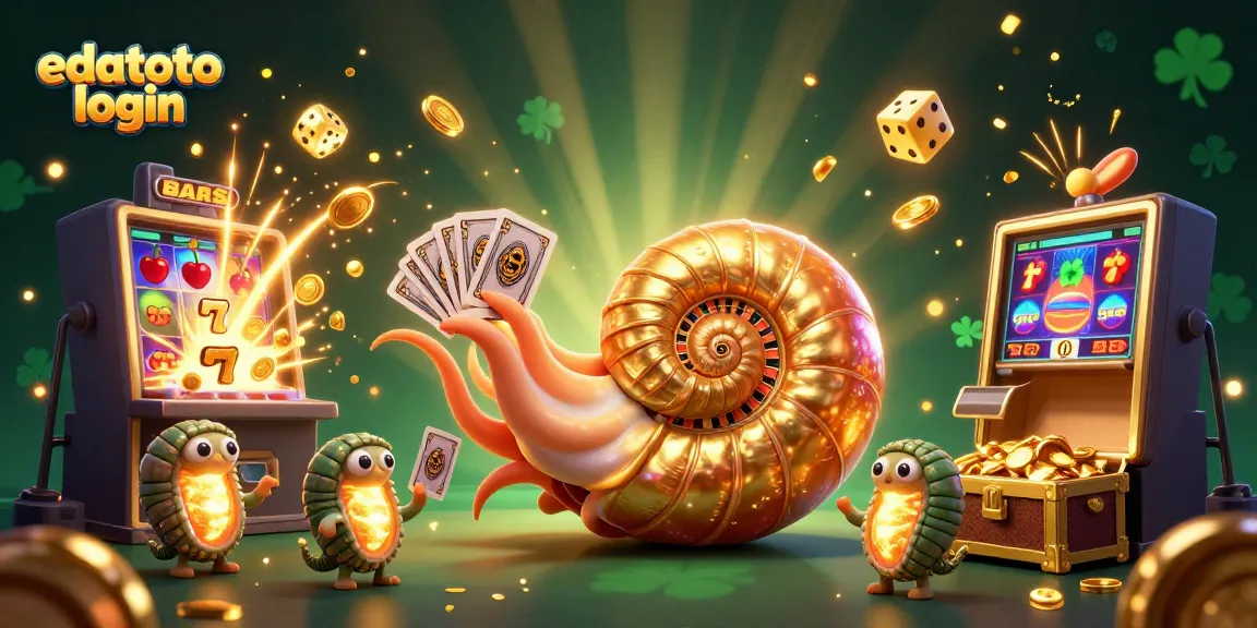 Experience the excitement of edatoto login with a vibrant 3D casino illustration featuring a giant nautilus and jackpot elements.