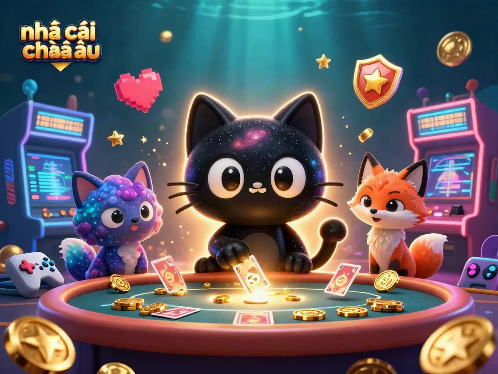 Nhà cái đến từ châu âu tương tác trong không gian casino nhiều màu sắc với những yếu tố trò chơi.