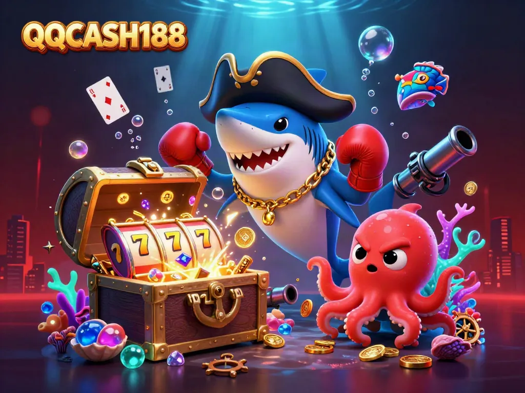 Engage with QQCASH188's vibrant slot gaming scene featuring colorful characters and thrilling elements.