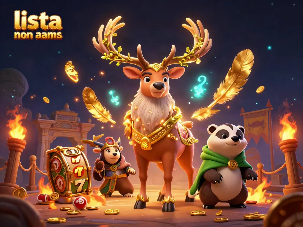 Scopri la lista casino non AAMS con slot emozionanti e simboli fortunati in un'illustrazione vibrante.