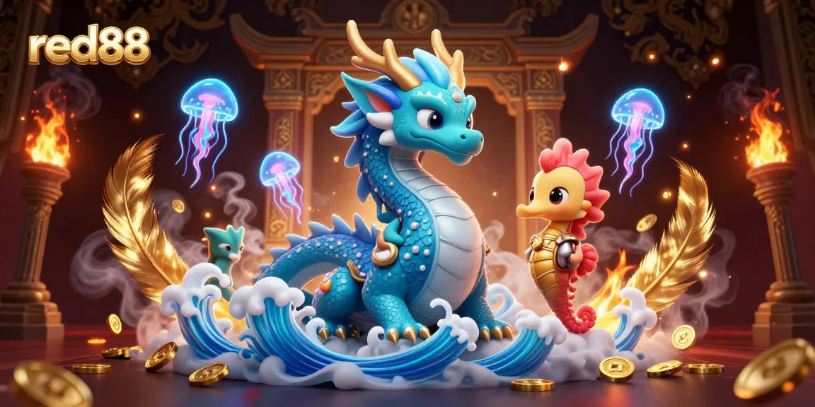 Engage with the thrilling world of red88 through an immersive 3D illustration featuring dynamic casino elements.