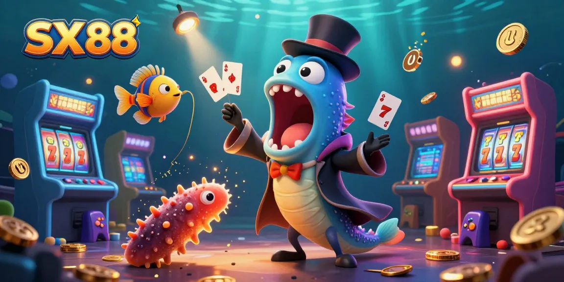 SX 88 showcases a captivating underwater casino scene with playful characters and vibrant gaming elements.