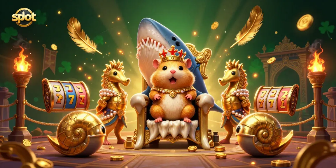 Experience thrilling slot action with a fierce hamster king and immersive casino elements.