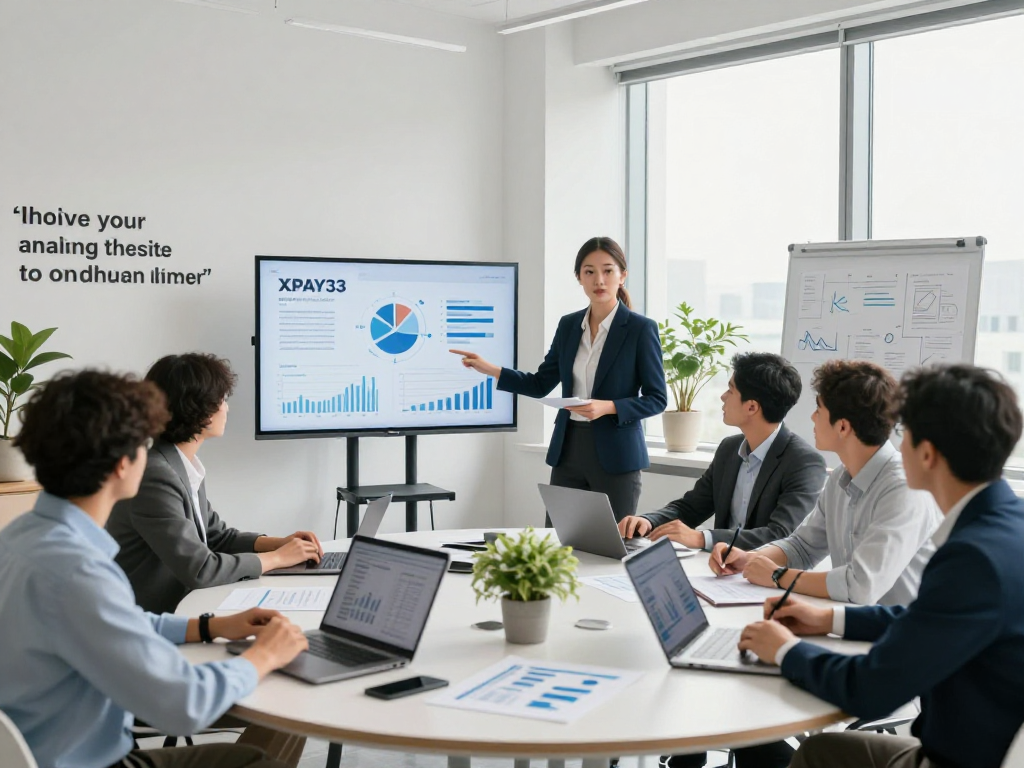 Team discussing XPAY33 financial strategies in a modern office setting