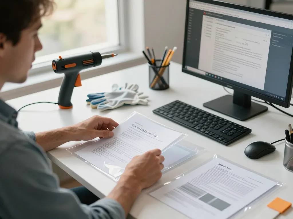 Bóc giấy ép uy tín hà nội in a professional workspace with technician restoring documents.