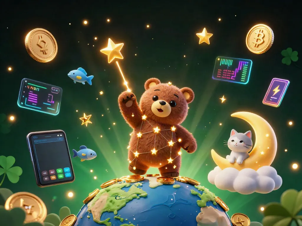 Experience thrilling wins at au88, featuring a constellation bear celebrating with shining coins and glowing cryptocurrencies.